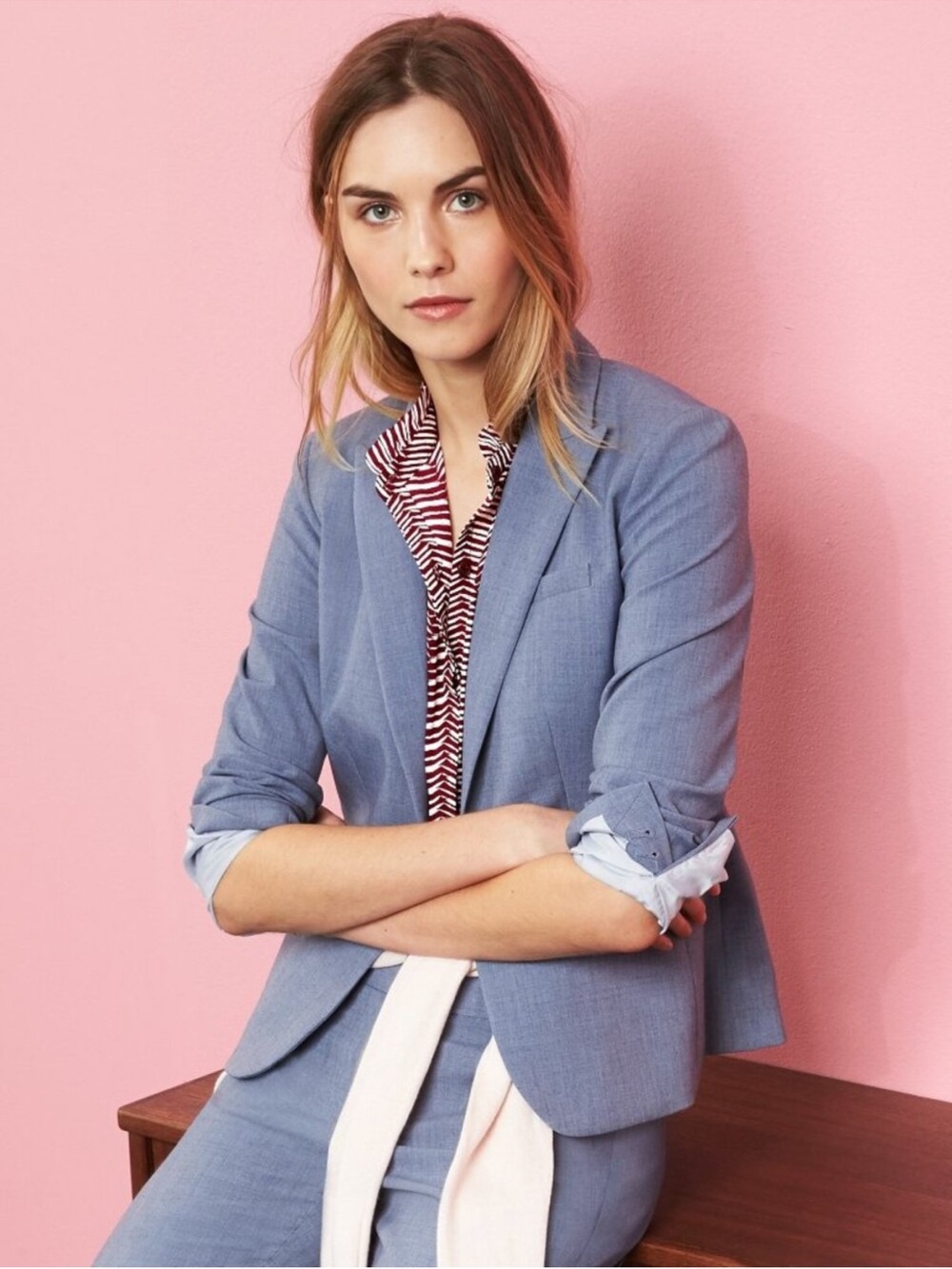 Banana Republic Machine Washable Chambray Melange One-Button Blazer Size 10 NWT